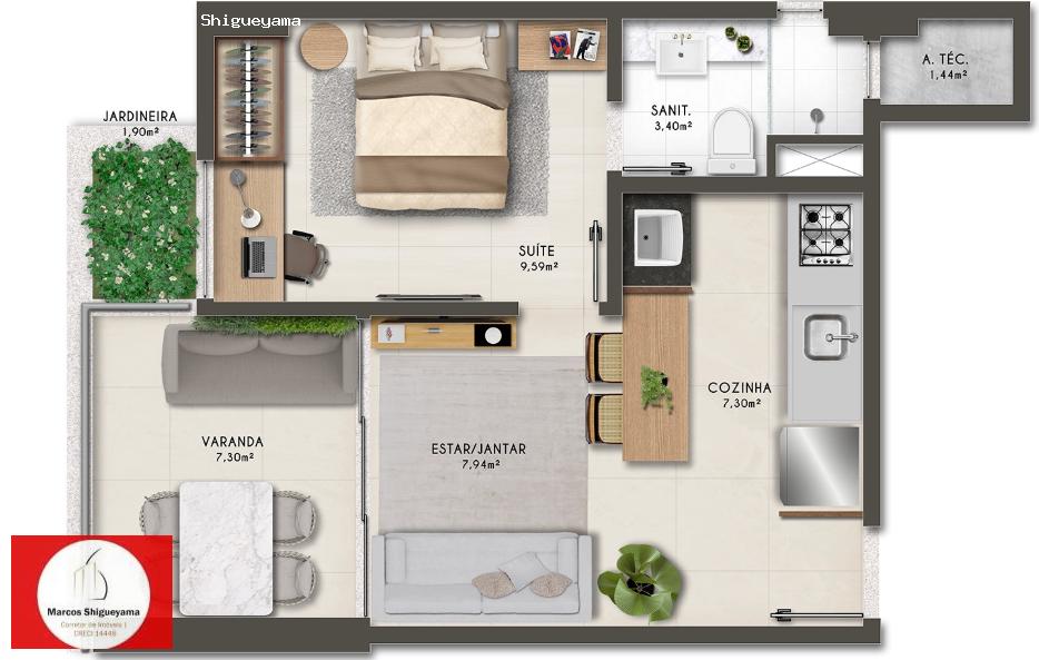 Apartamento à venda com 1 quarto, 39m² - Foto 4